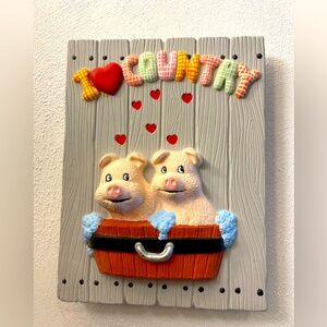 Vintage Pigs Bathing in a Tub Bushel 1987 Country Decor Ceramic Wall Art